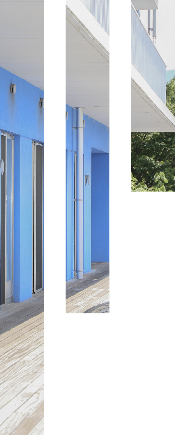 介護施設の青い扉の写真